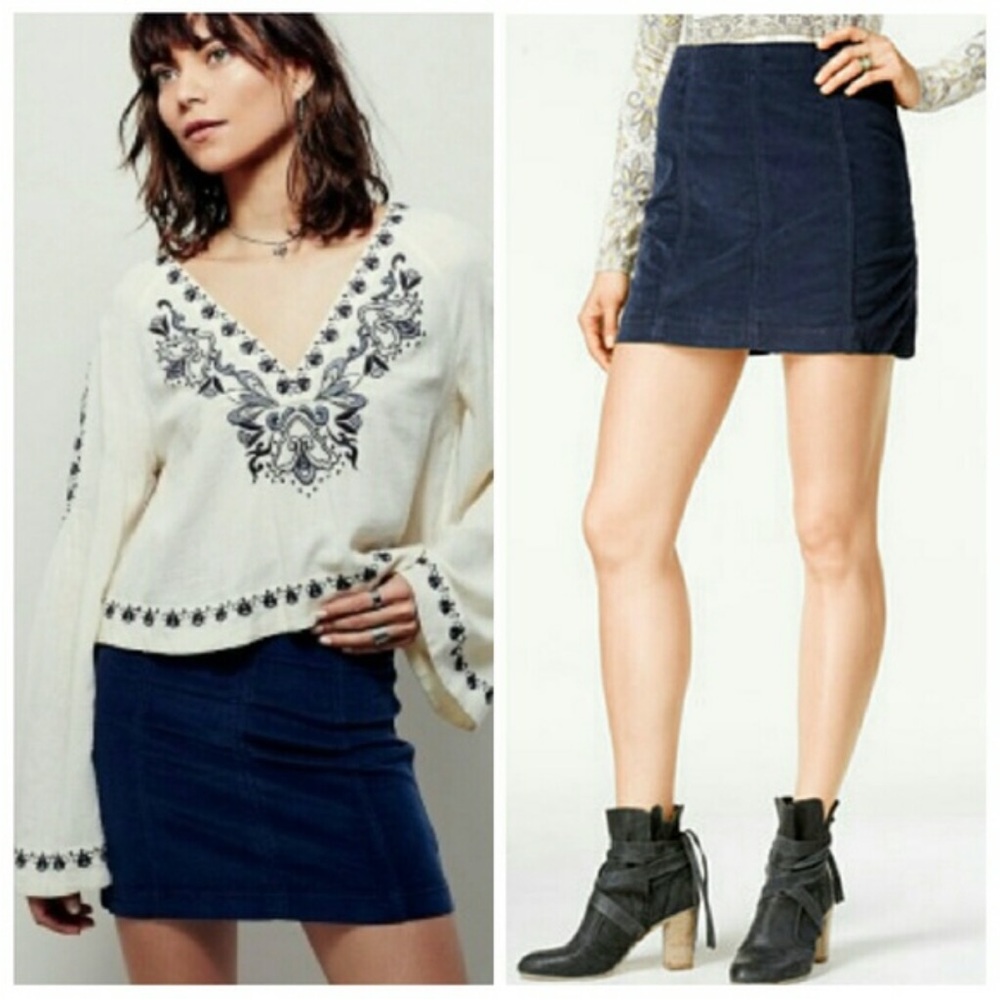 Free People Modern Femme Blue Corduroy Mini, size 4